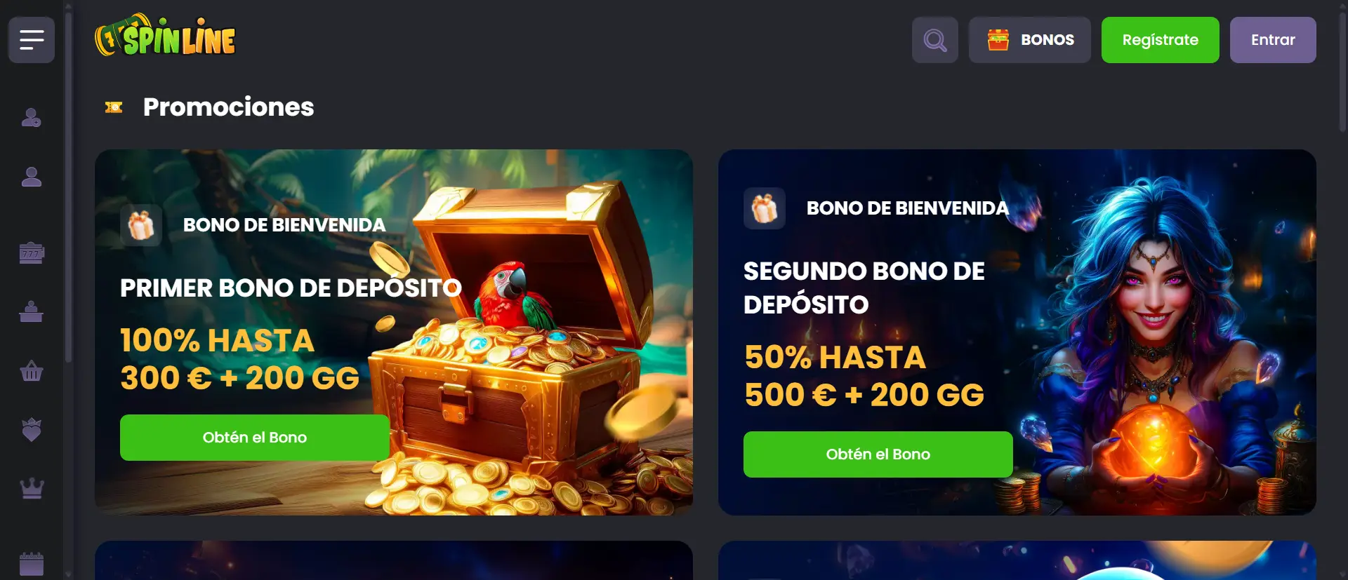 Bonos y ofertas especiales de Spinline Casino con calendario de promociones