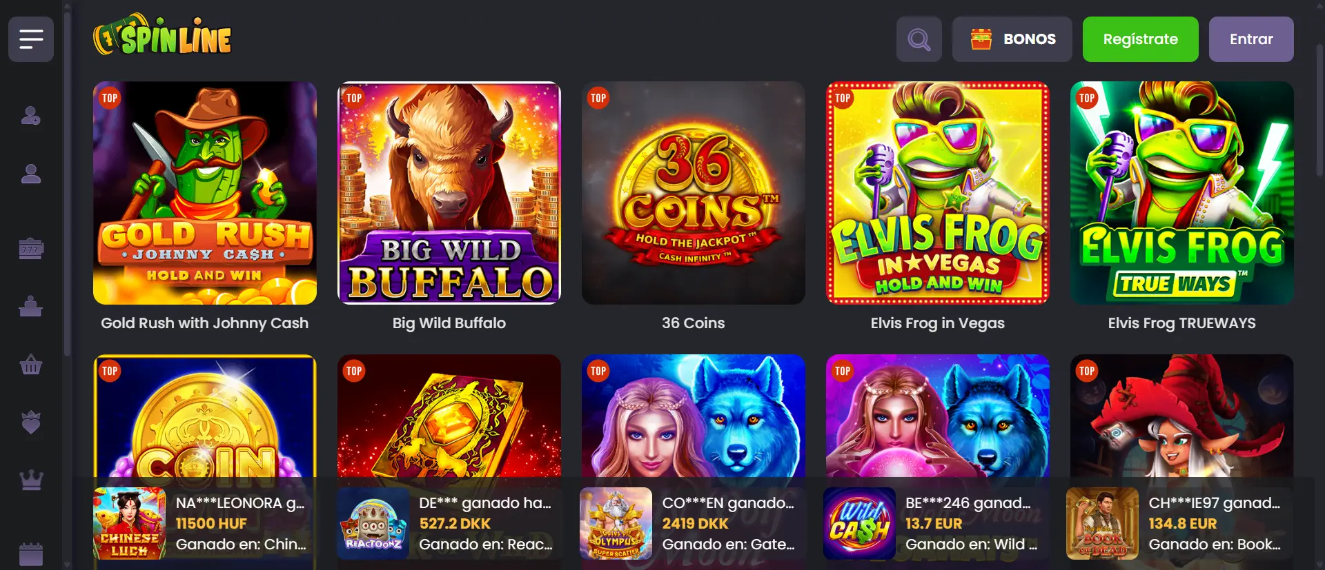 Catálogo de más de 15000 juegos disponibles en Spinline Casino 2026