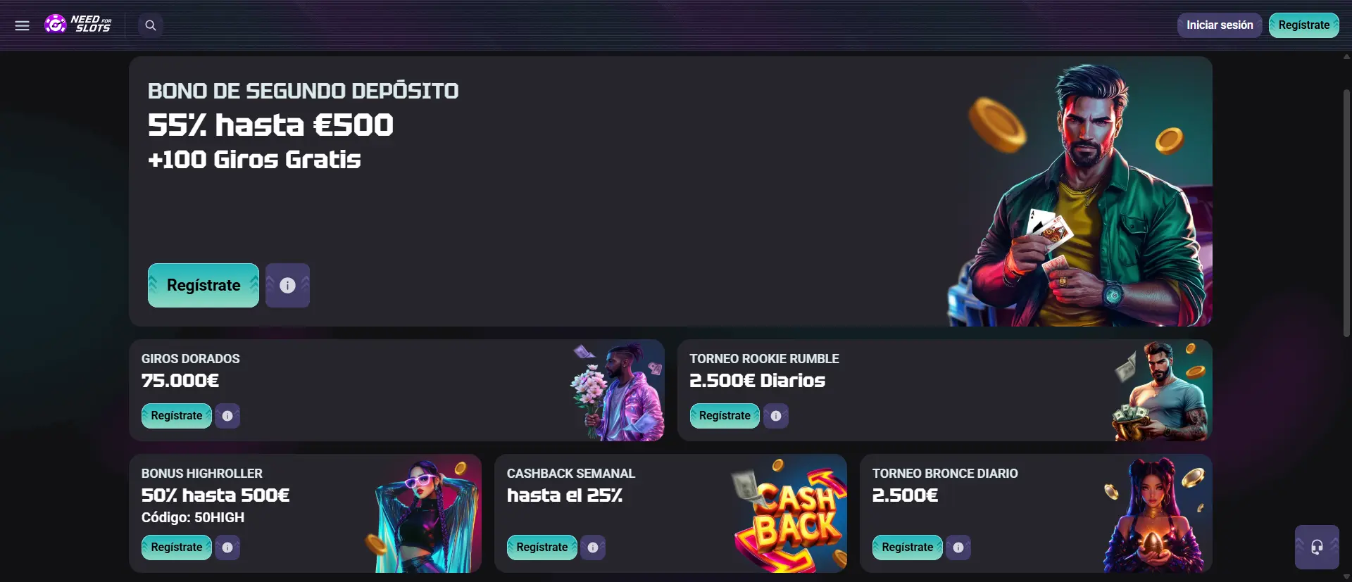 Bonos y promociones de NeedForSlots Casino con paquete de bienvenida