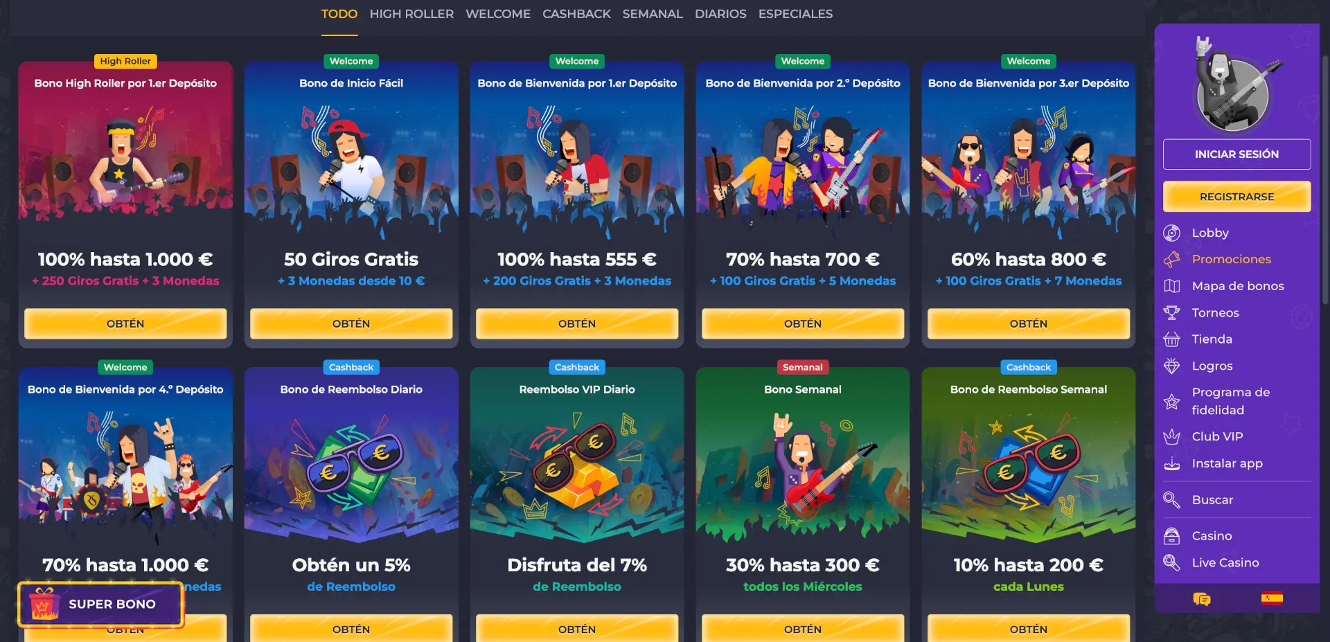 Promociones de Rollingslots Casino
