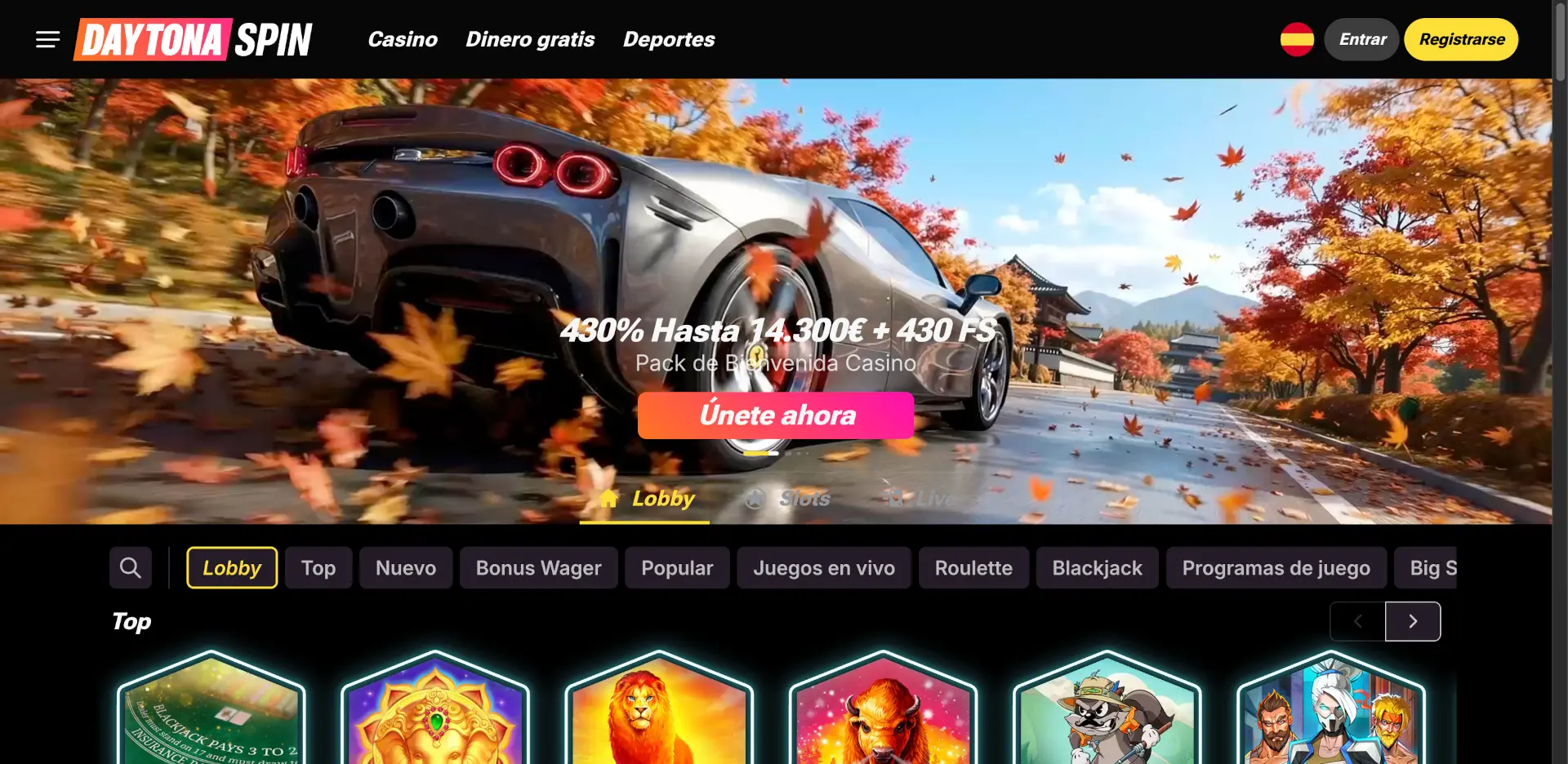 Página principal de Daytonaspin Casino