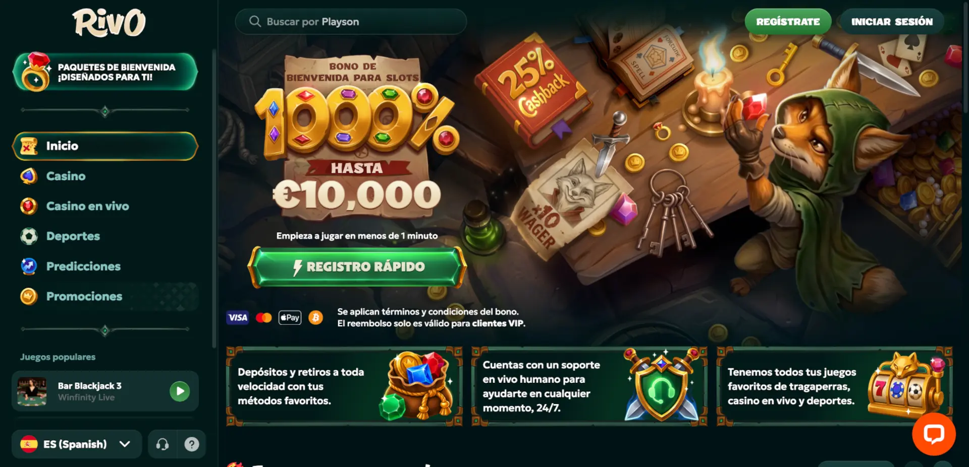 Bono de bienvenida de Rivo Casino