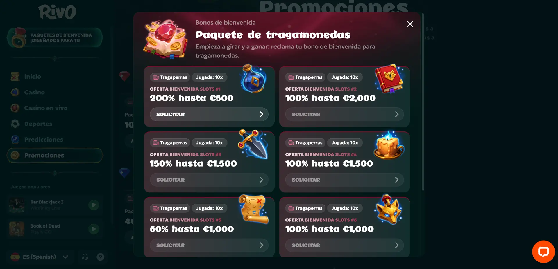 Promociones y bonos de Rivo Casino